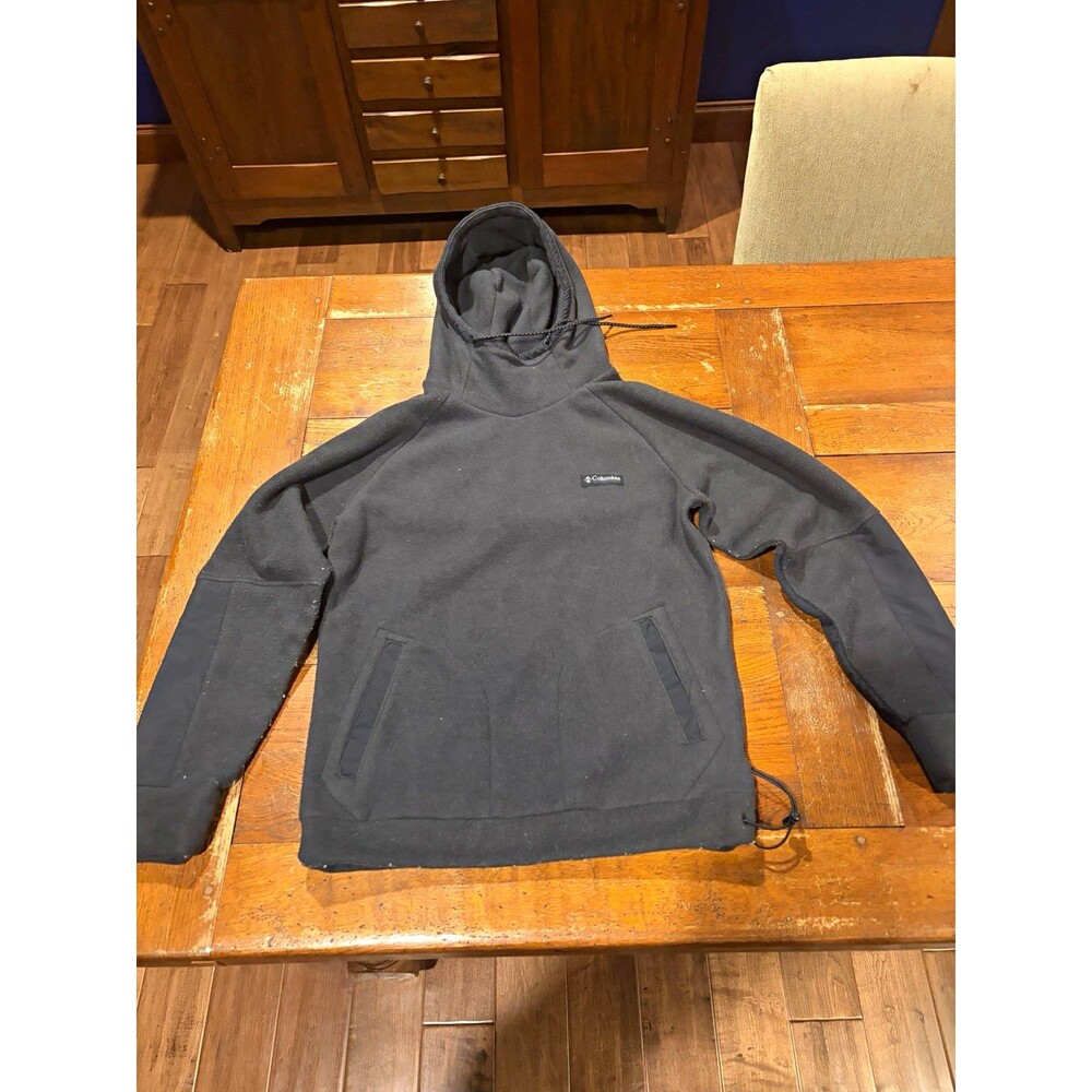 Columbia Men's Black Fleece Pullover Hoodie Size S Logo Pocket Hooded